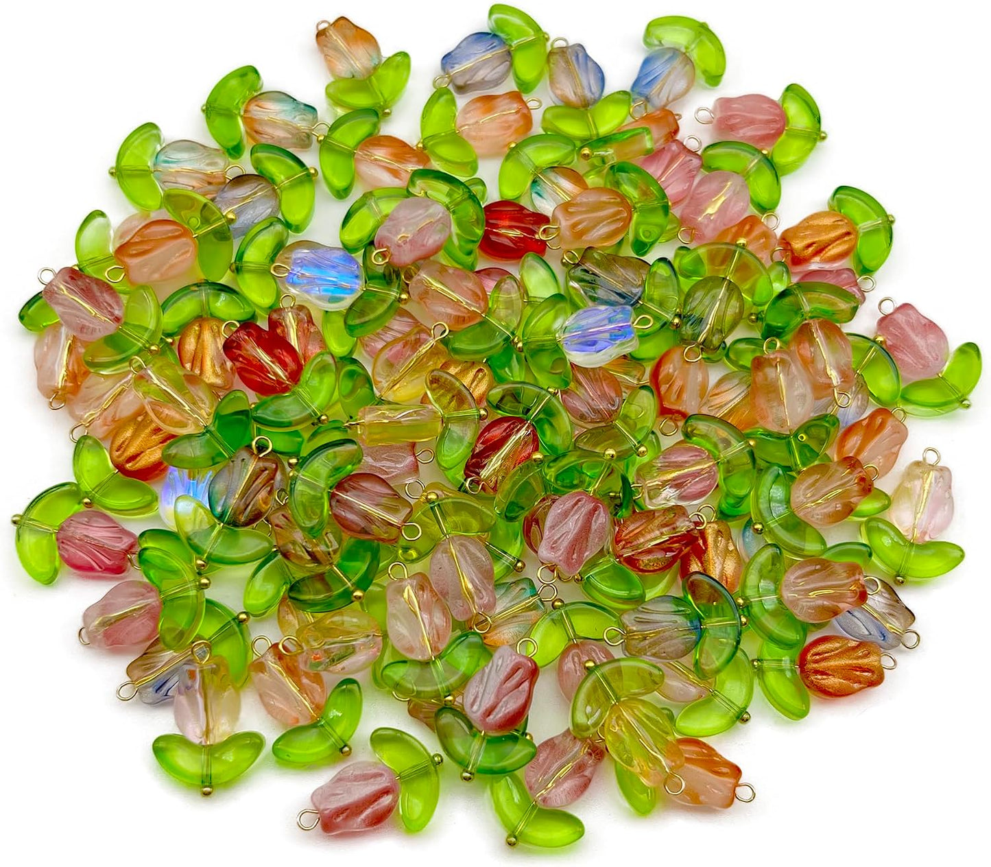 50pcs Glass Pendant Charms - Multicolor Theme Drops for Necklace Craft, Jewelry Making Supplies (Various Styles)