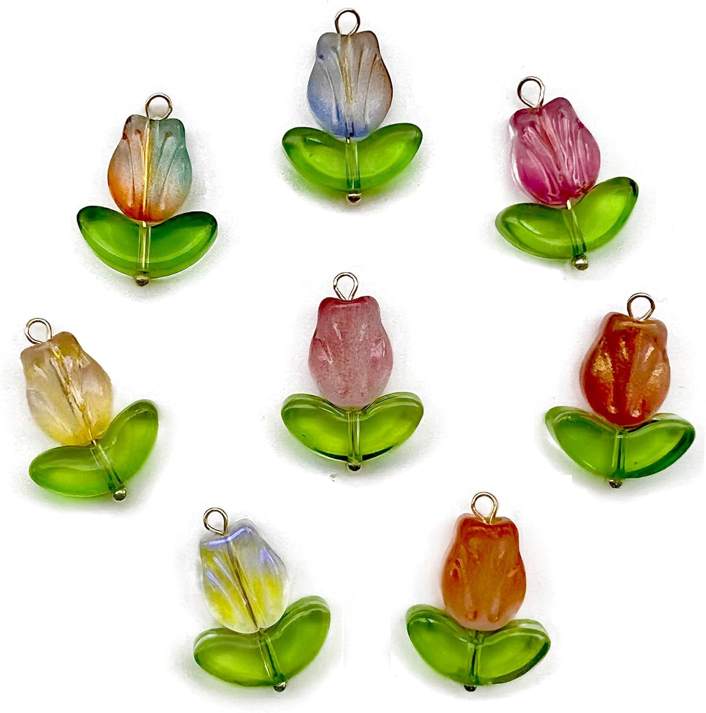 50pcs Glass Pendant Charms - Multicolor Theme Drops for Necklace Craft, Jewelry Making Supplies (Various Styles)