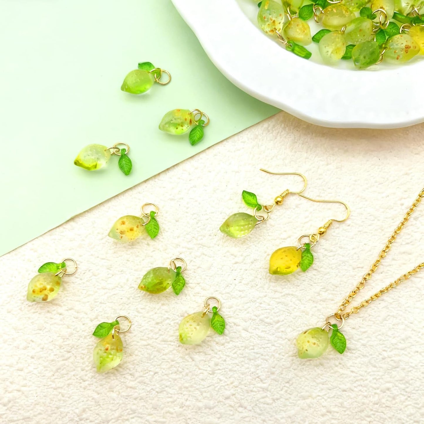 50pcs Glass Pendant Charms - Multicolor Theme Drops for Necklace Craft, Jewelry Making Supplies (Various Styles)