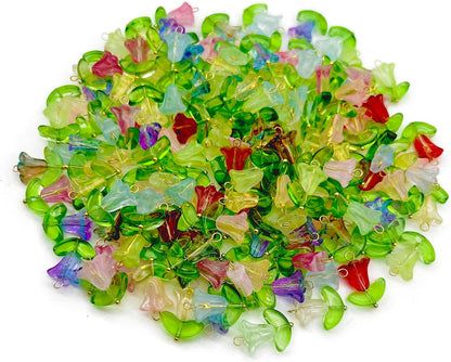 50pcs Glass Pendant Charms - Multicolor Theme Drops for Necklace Craft, Jewelry Making Supplies (Various Styles)