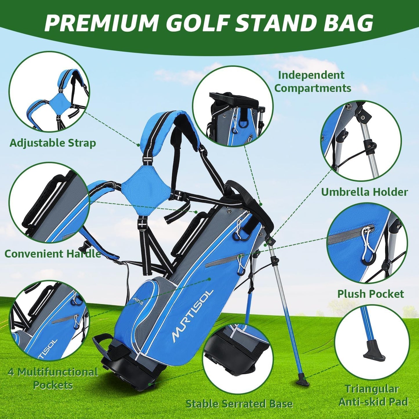 Junior Golf Club Set for Kids Ages 4-12, 5-6 Piece Right Hand Set with Stand Bag
