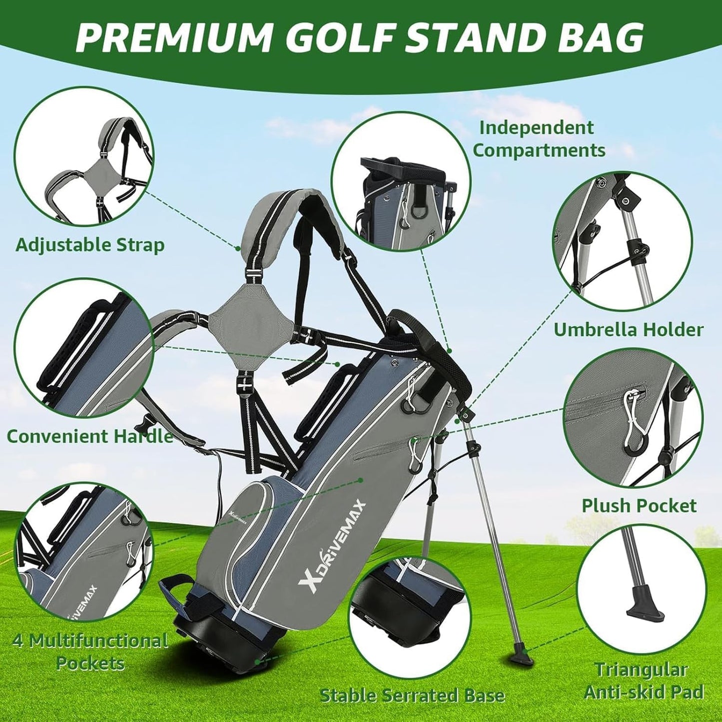 Junior Golf Club Set for Kids Ages 4-12, 5-6 Piece Right Hand Set with Stand Bag