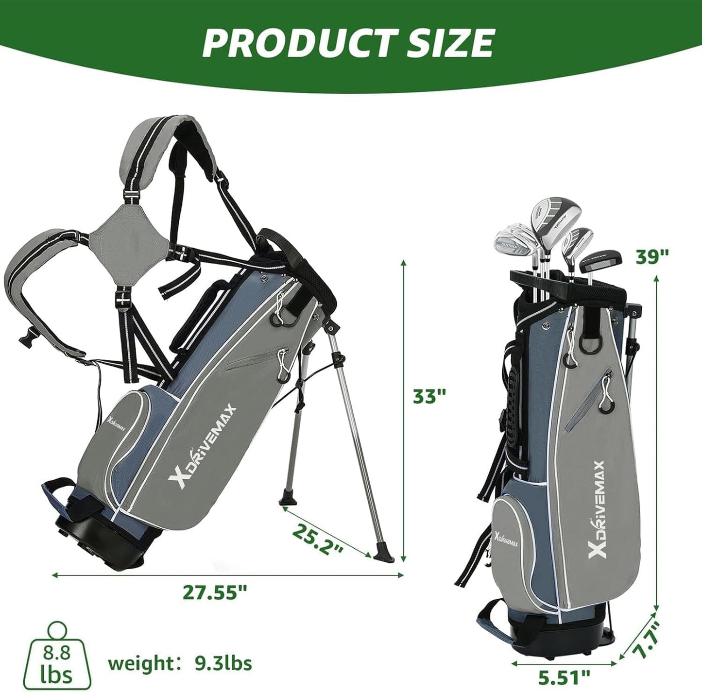 Junior Golf Club Set for Kids Ages 4-12, 5-6 Piece Right Hand Set with Stand Bag