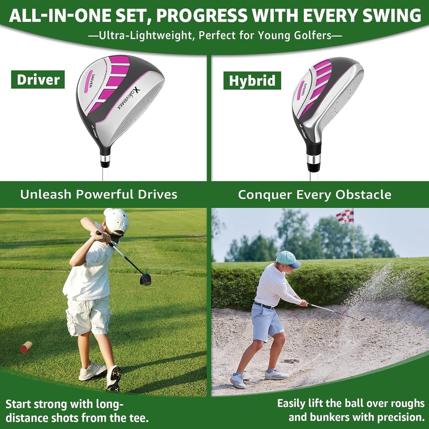Junior Golf Club Set for Kids Ages 4-12, 5-6 Piece Right Hand Set with Stand Bag