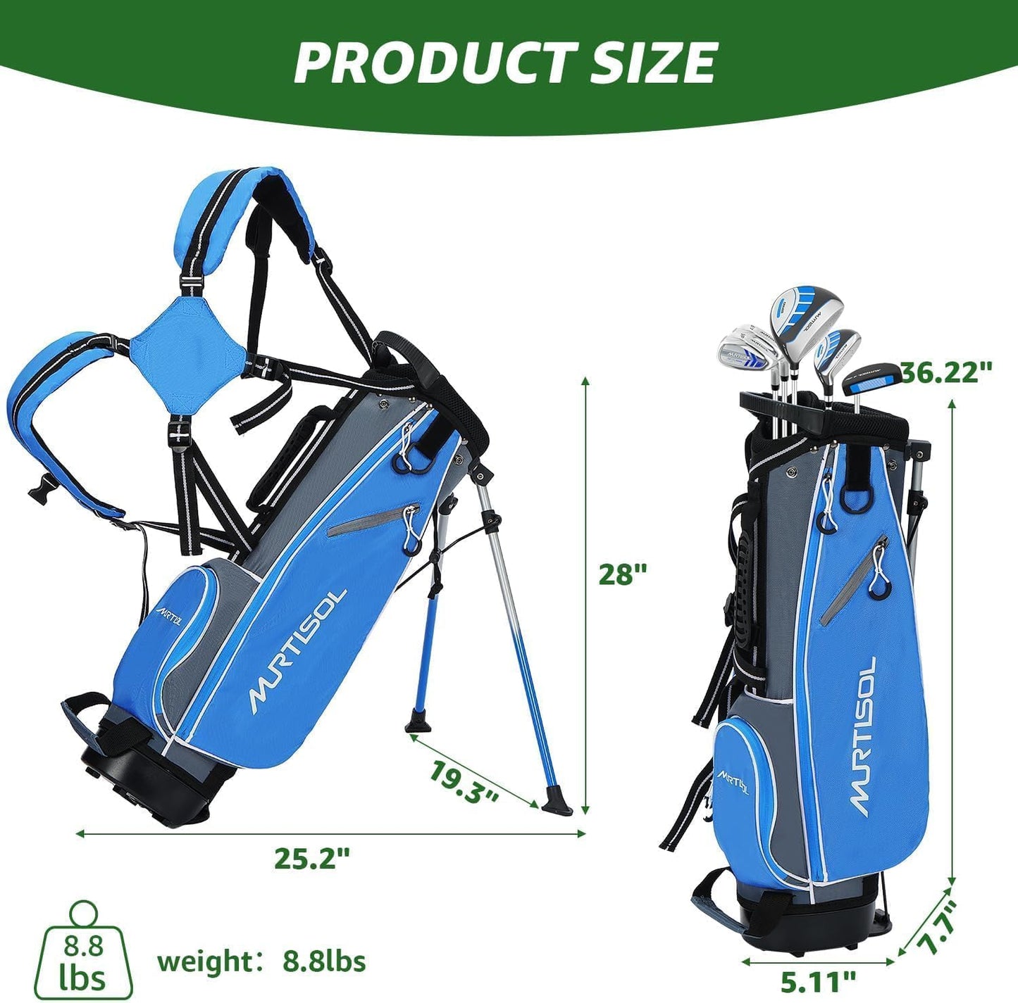Junior Golf Club Set for Kids Ages 4-12, 5-6 Piece Right Hand Set with Stand Bag