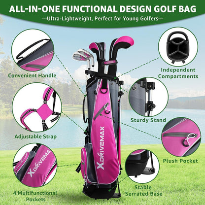 Junior Golf Club Set for Kids Ages 4-12, 5-6 Piece Right Hand Set with Stand Bag