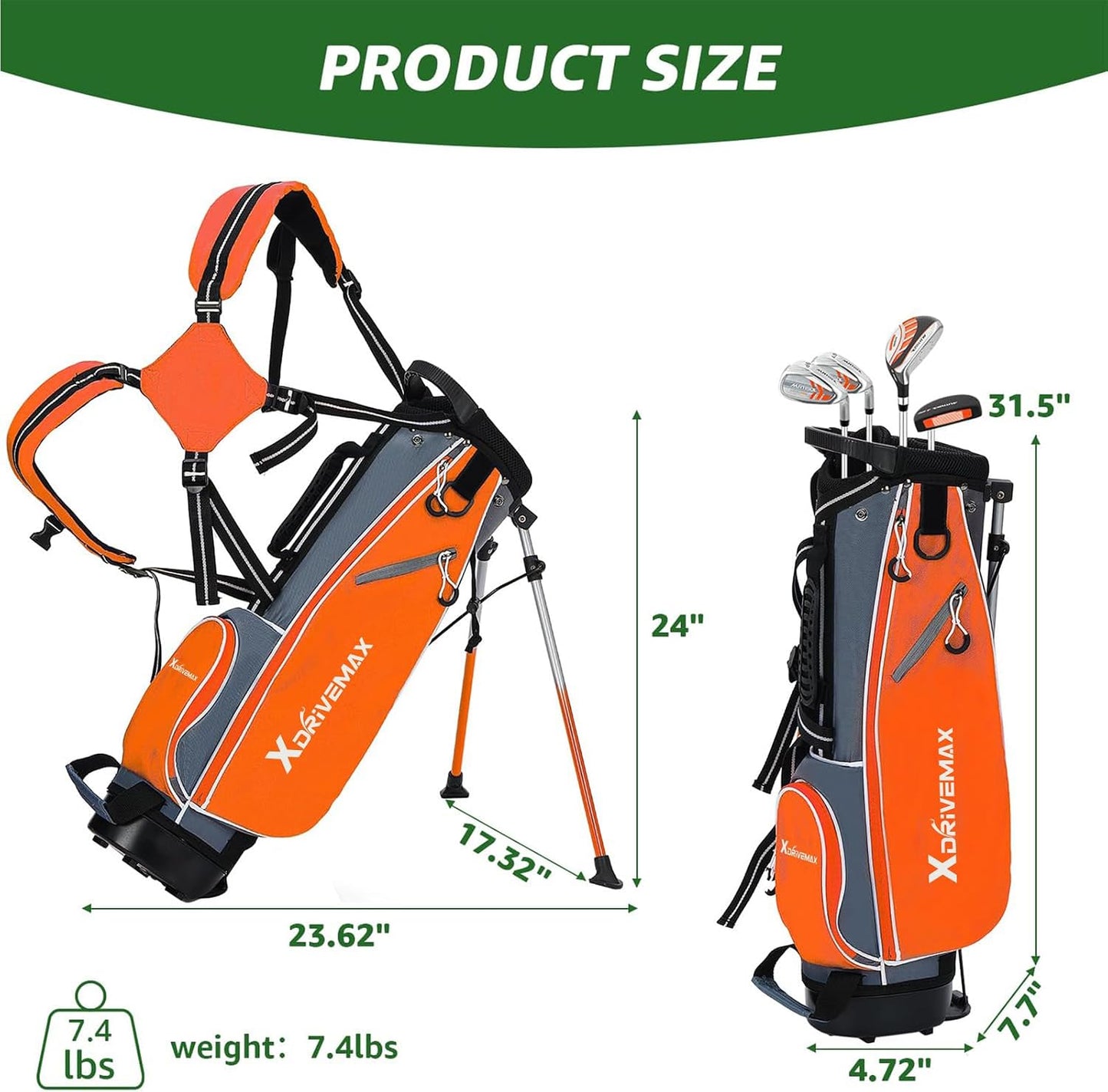 Junior Golf Club Set for Kids Ages 4-12, 5-6 Piece Right Hand Set with Stand Bag