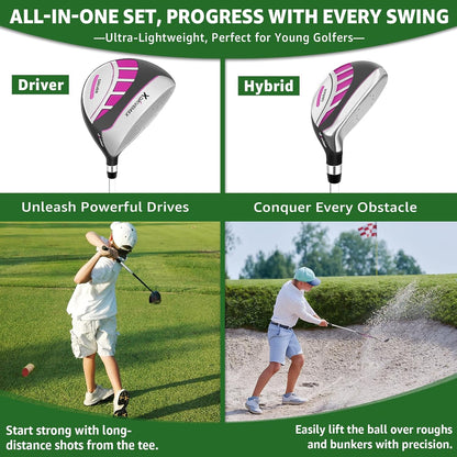 Junior Golf Club Set for Kids Ages 4-12, 5-6 Piece Right Hand Set with Stand Bag