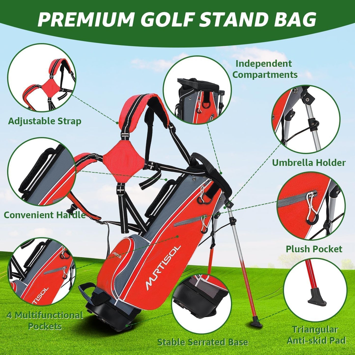 Junior Golf Club Set for Kids Ages 4-12, 5-6 Piece Right Hand Set with Stand Bag