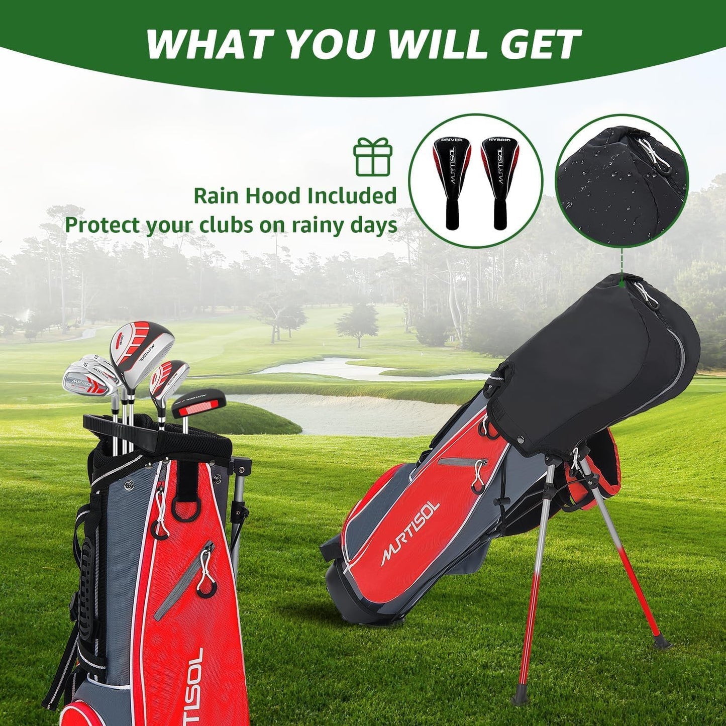 Junior Golf Club Set for Kids Ages 4-12, 5-6 Piece Right Hand Set with Stand Bag
