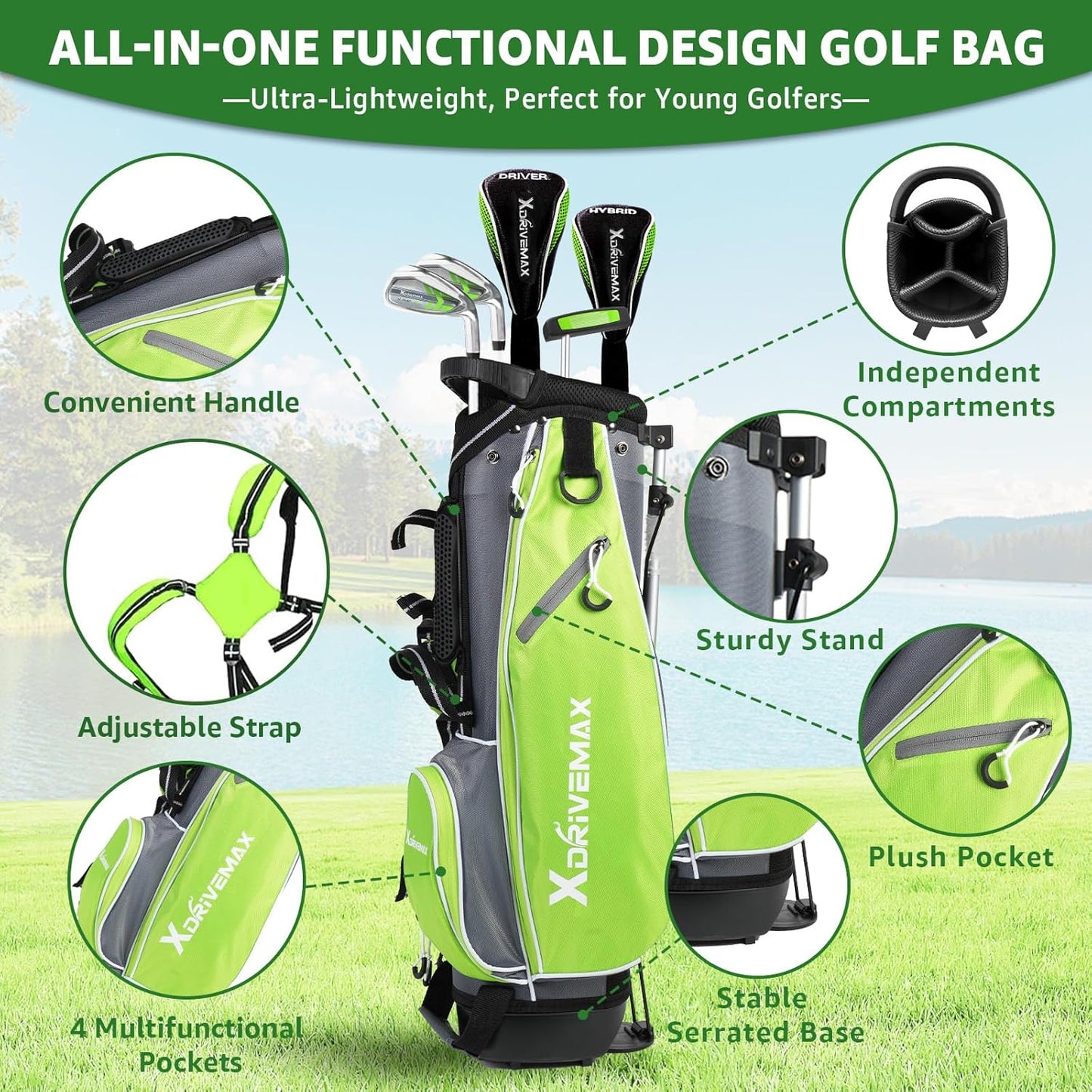 Junior Golf Club Set for Kids Ages 4-12, 5-6 Piece Right Hand Set with Stand Bag