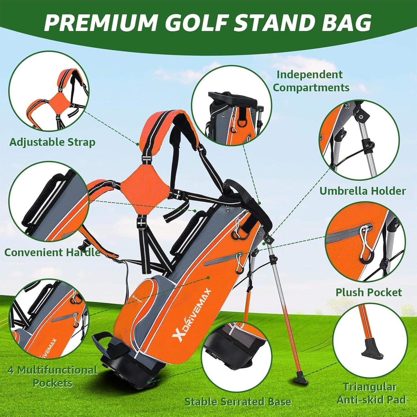 Junior Golf Club Set for Kids Ages 4-12, 5-6 Piece Right Hand Set with Stand Bag