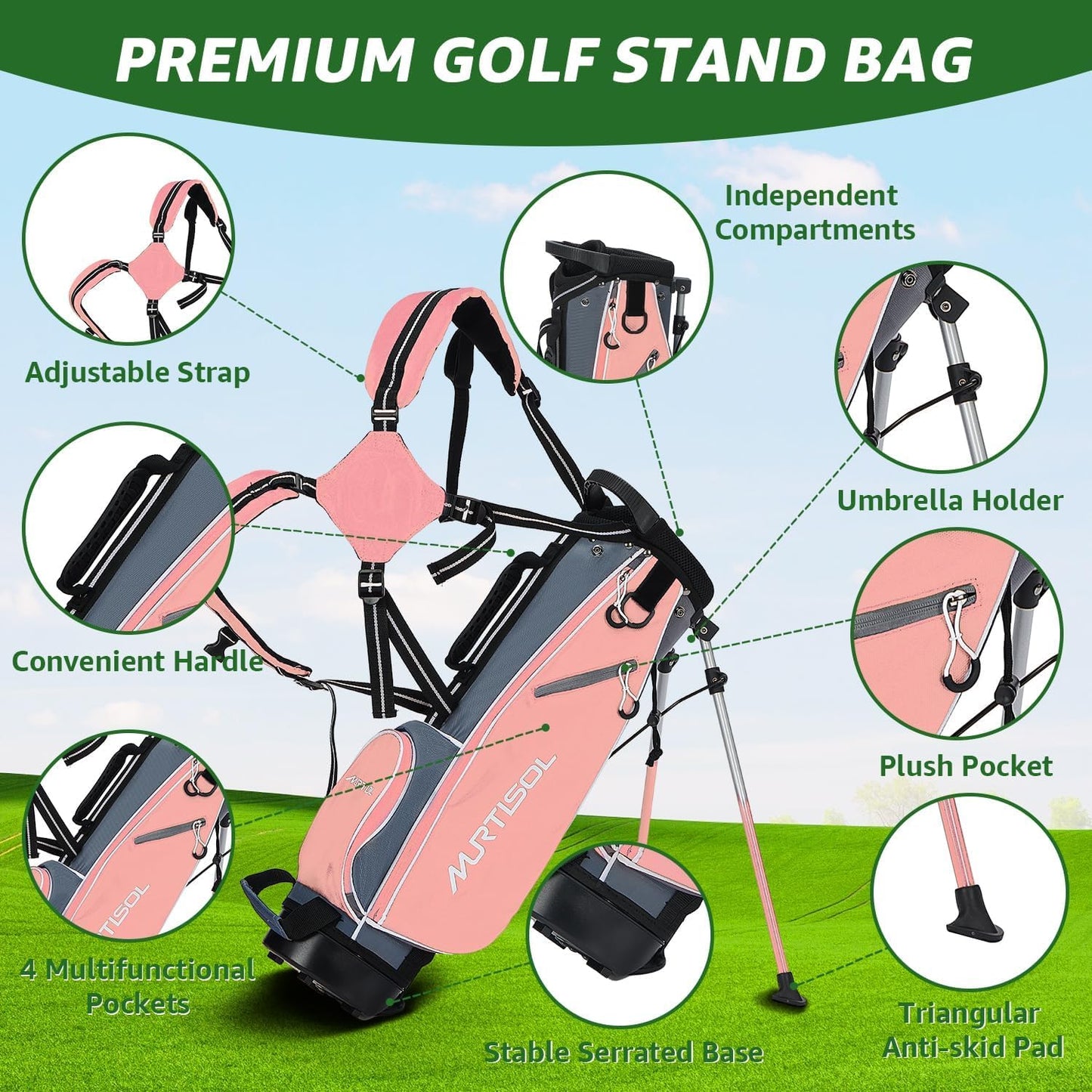 Junior Golf Club Set for Kids Ages 4-12, 5-6 Piece Right Hand Set with Stand Bag