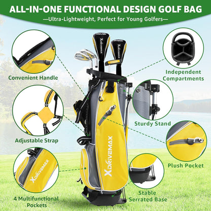 Junior Golf Club Set for Kids Ages 4-12, 5-6 Piece Right Hand Set with Stand Bag