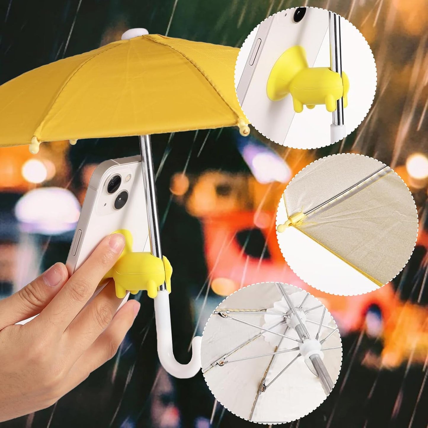 2pcs Cell Phone Umbrella for Sun Shade, Universal Adjustable Cute Phone Shade Umbrella with Piggy Style Suction Cup, Outdoor Anti-Glare Stand Sun Visor (Yellow & Pink)