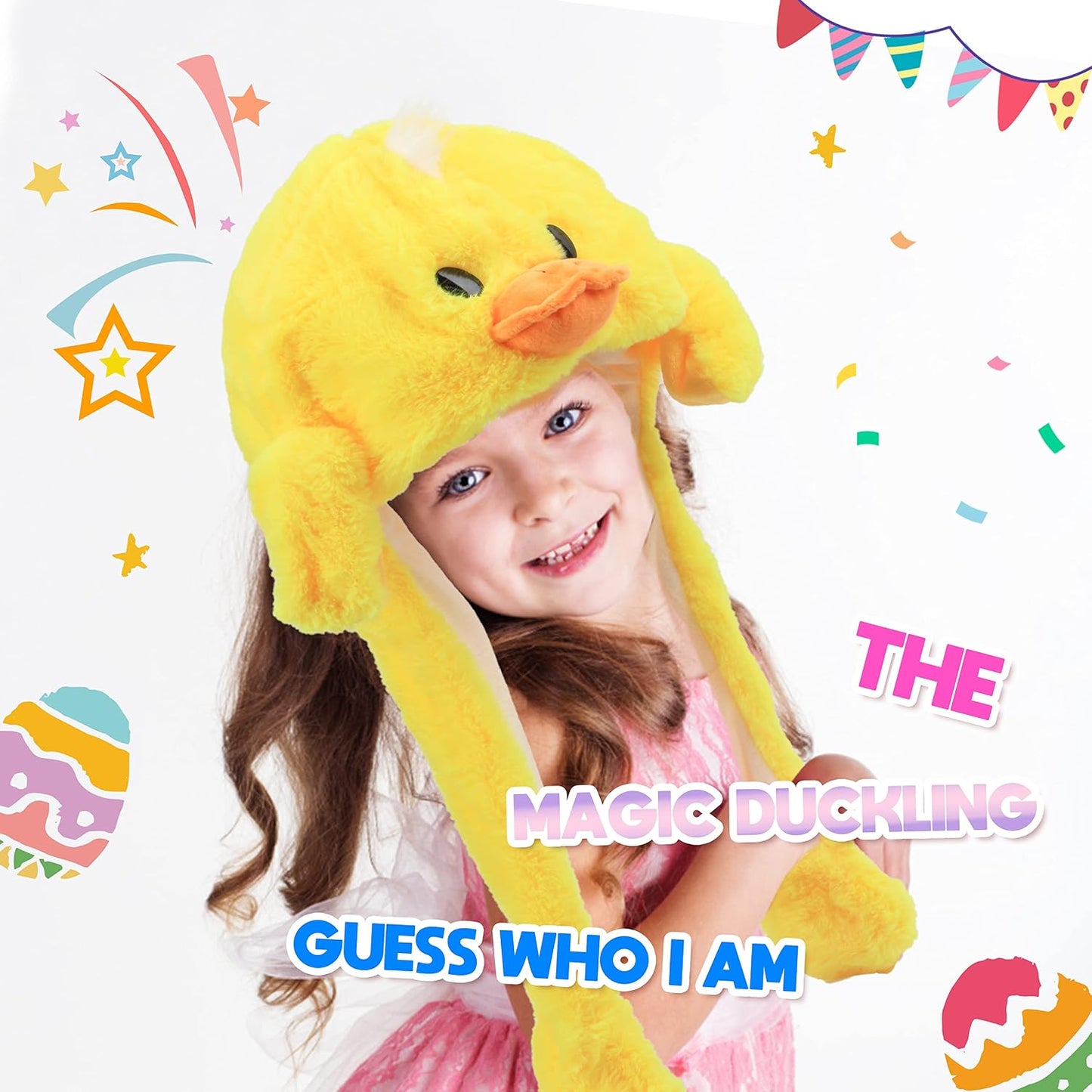 Animal Hat with Moving Ears Funny Pop up Crazy Silly Hat, 22'' | Plush Animal Hat with Jumping Ears, Cosplay Costume for Dress Up Party, Holiday Gift for Kids, Squeeze Paws to Pop up Ears