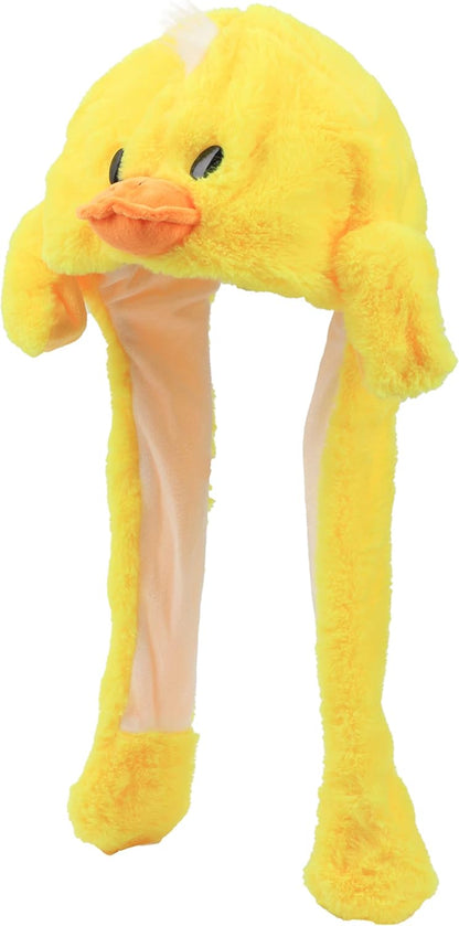 Animal Hat with Moving Ears Funny Pop up Crazy Silly Hat, 22'' | Plush Animal Hat with Jumping Ears, Cosplay Costume for Dress Up Party, Holiday Gift for Kids, Squeeze Paws to Pop up Ears