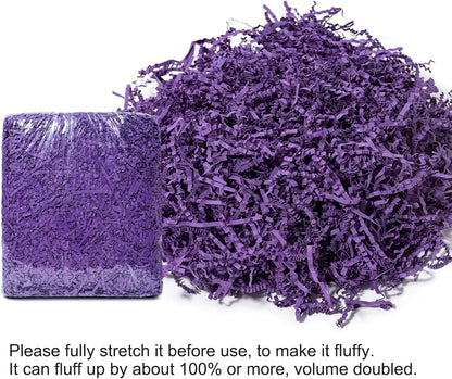1/2 LB Crinkle Cut Paper Shred Filler 8 oz Purple Shredded Paper | Crinkle Paper Filler for Gift Box Basket Bag - Grass Cushion Stuffing for Mother's Day, Easter Holiday Packaging Wrapping