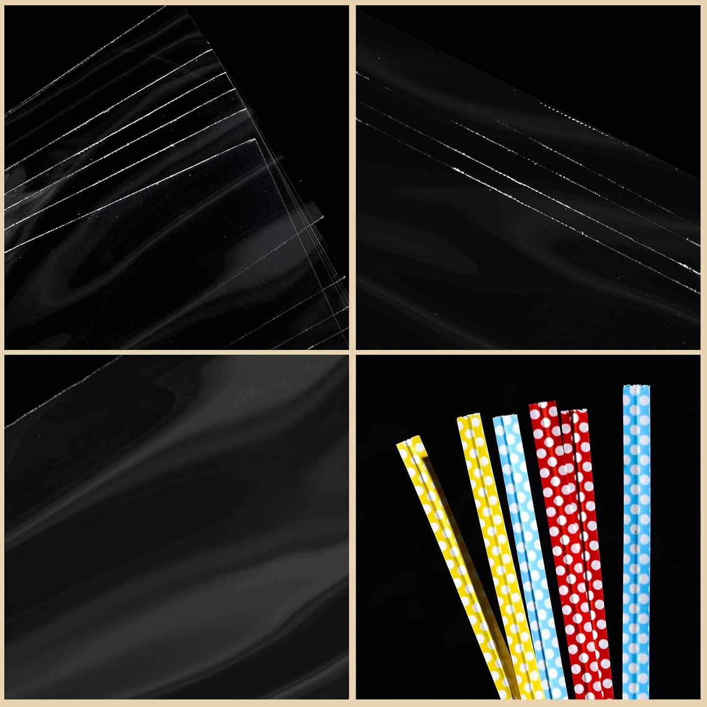 200 PCS Transparent Clear Cellophane Bags 9x12 Inches, Clear Treat Bags with Ties for Cookie Bags Resealable Cellophane Bag for Packaging Cookies,Gifts,Products,Candy,Favors