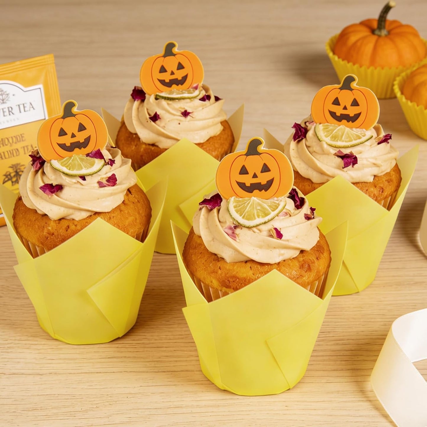 250Pcs Tulip Cupcake Liners,Parchment Paper Cupcake Liner in Standard Size | Yellow Muffin Liner for Baking,Greaseproof Cup Cake Wrappers,Cupcake Liner Paper for Party,Weeding,Birthday, Christmas