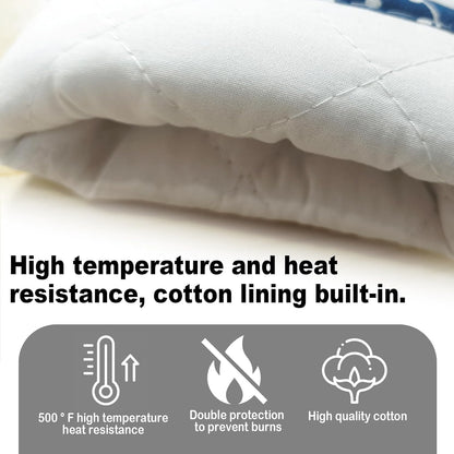 Oven Mitts Oven Gloves Silicone 18.5 * 29cm 2Pcs - Heat Resistant SiliconeMitts, Kitchen Gloves with Fresh Lemon Print - Home Kitchen, Baking, Summer Cooking Events