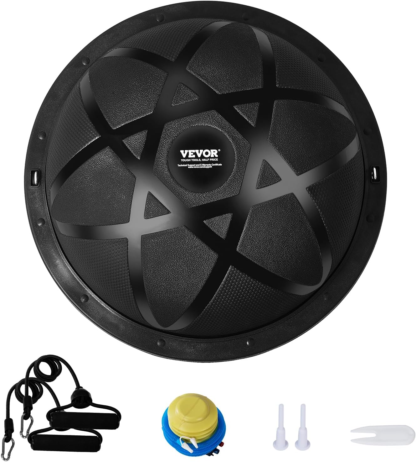 Half Exercise Ball Trainer, 23/26 inch Balance Ball Trainer, 1500lbs Capacity Stability Ball, Yoga Ball with Resistance Bands & Foot Pump, Strength Fitness Ball for Home Gym Full Body Workout