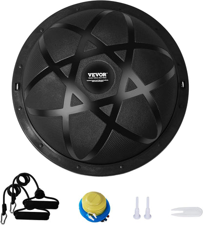 Half Exercise Ball Trainer, 23/26 inch Balance Ball Trainer, 1500lbs Capacity Stability Ball, Yoga Ball with Resistance Bands & Foot Pump, Strength Fitness Ball for Home Gym Full Body Workout