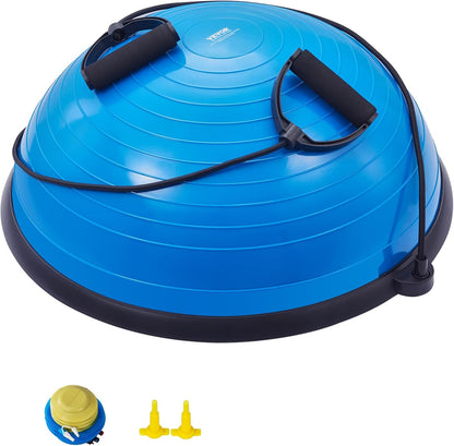 Half Exercise Ball Trainer, 23/26 inch Balance Ball Trainer, 1500lbs Capacity Stability Ball, Yoga Ball with Resistance Bands & Foot Pump, Strength Fitness Ball for Home Gym Full Body Workout