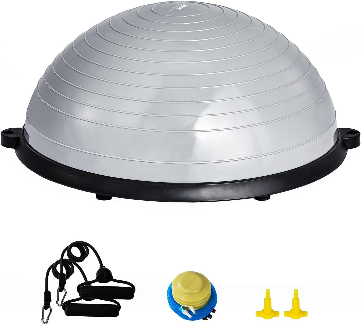 Half Exercise Ball Trainer, 23/26 inch Balance Ball Trainer, 1500lbs Capacity Stability Ball, Yoga Ball with Resistance Bands & Foot Pump, Strength Fitness Ball for Home Gym Full Body Workout