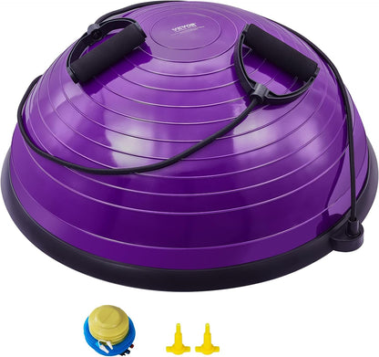 Half Exercise Ball Trainer, 23/26 inch Balance Ball Trainer, 1500lbs Capacity Stability Ball, Yoga Ball with Resistance Bands & Foot Pump, Strength Fitness Ball for Home Gym Full Body Workout