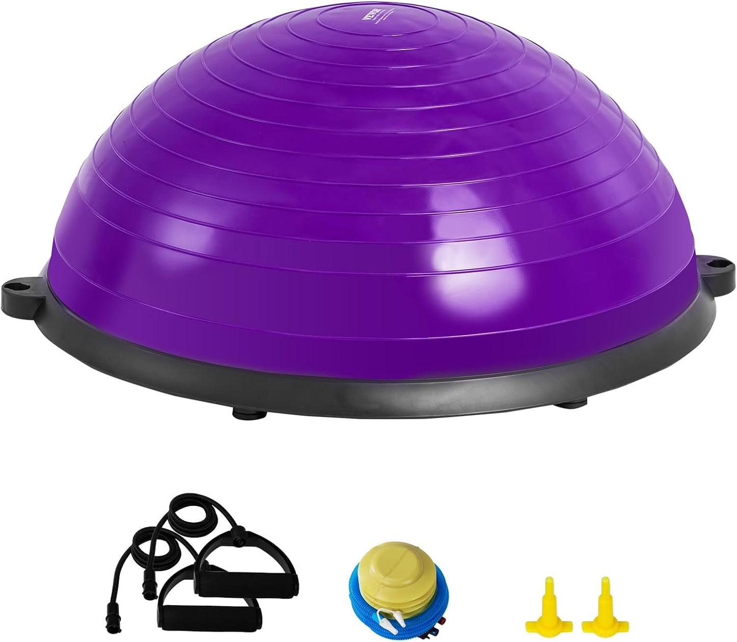 Half Exercise Ball Trainer, 23/26 inch Balance Ball Trainer, 1500lbs Capacity Stability Ball, Yoga Ball with Resistance Bands & Foot Pump, Strength Fitness Ball for Home Gym Full Body Workout