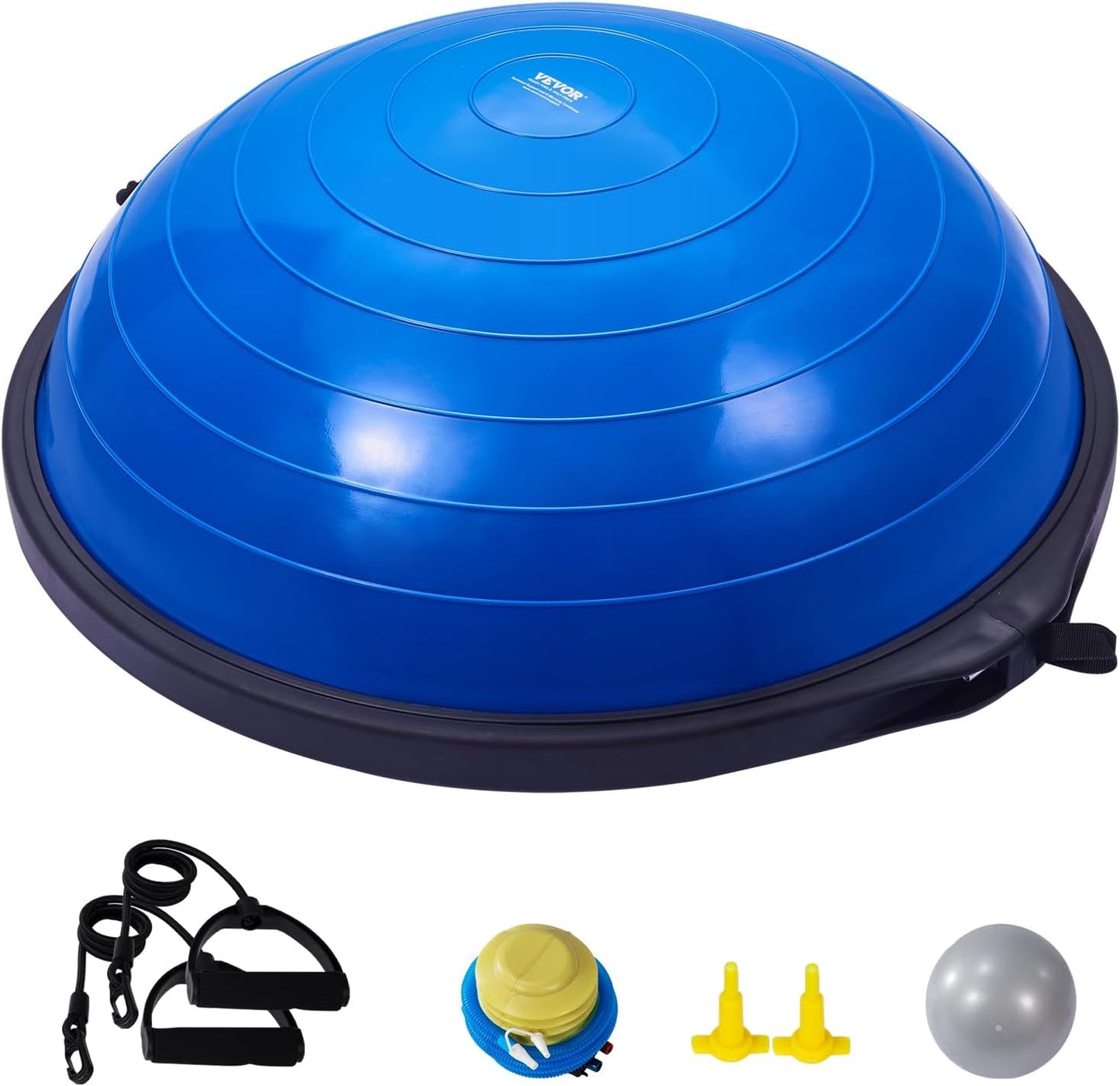 Half Exercise Ball Trainer, 23/26 inch Balance Ball Trainer, 1500lbs Capacity Stability Ball, Yoga Ball with Resistance Bands & Foot Pump, Strength Fitness Ball for Home Gym Full Body Workout