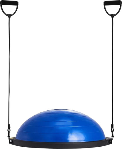Half Exercise Ball Trainer, 23/26 inch Balance Ball Trainer, 1500lbs Capacity Stability Ball, Yoga Ball with Resistance Bands & Foot Pump, Strength Fitness Ball for Home Gym Full Body Workout
