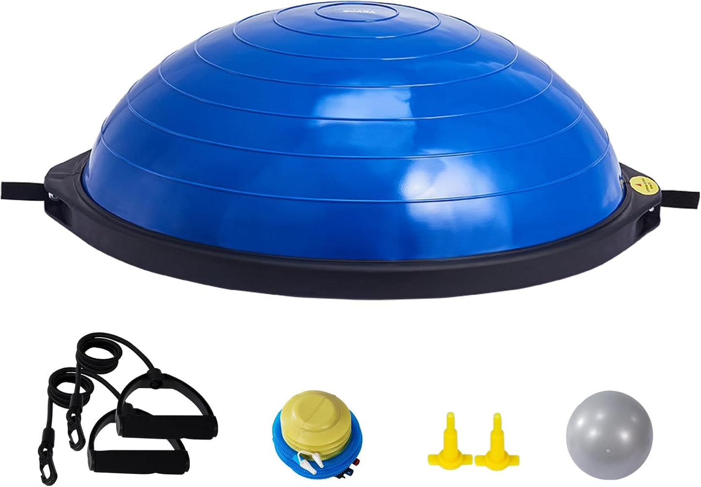 Half Exercise Ball Trainer, 23/26 inch Balance Ball Trainer, 1500lbs Capacity Stability Ball, Yoga Ball with Resistance Bands & Foot Pump, Strength Fitness Ball for Home Gym Full Body Workout