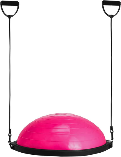 Half Exercise Ball Trainer, 23/26 inch Balance Ball Trainer, 1500lbs Capacity Stability Ball, Yoga Ball with Resistance Bands & Foot Pump, Strength Fitness Ball for Home Gym Full Body Workout