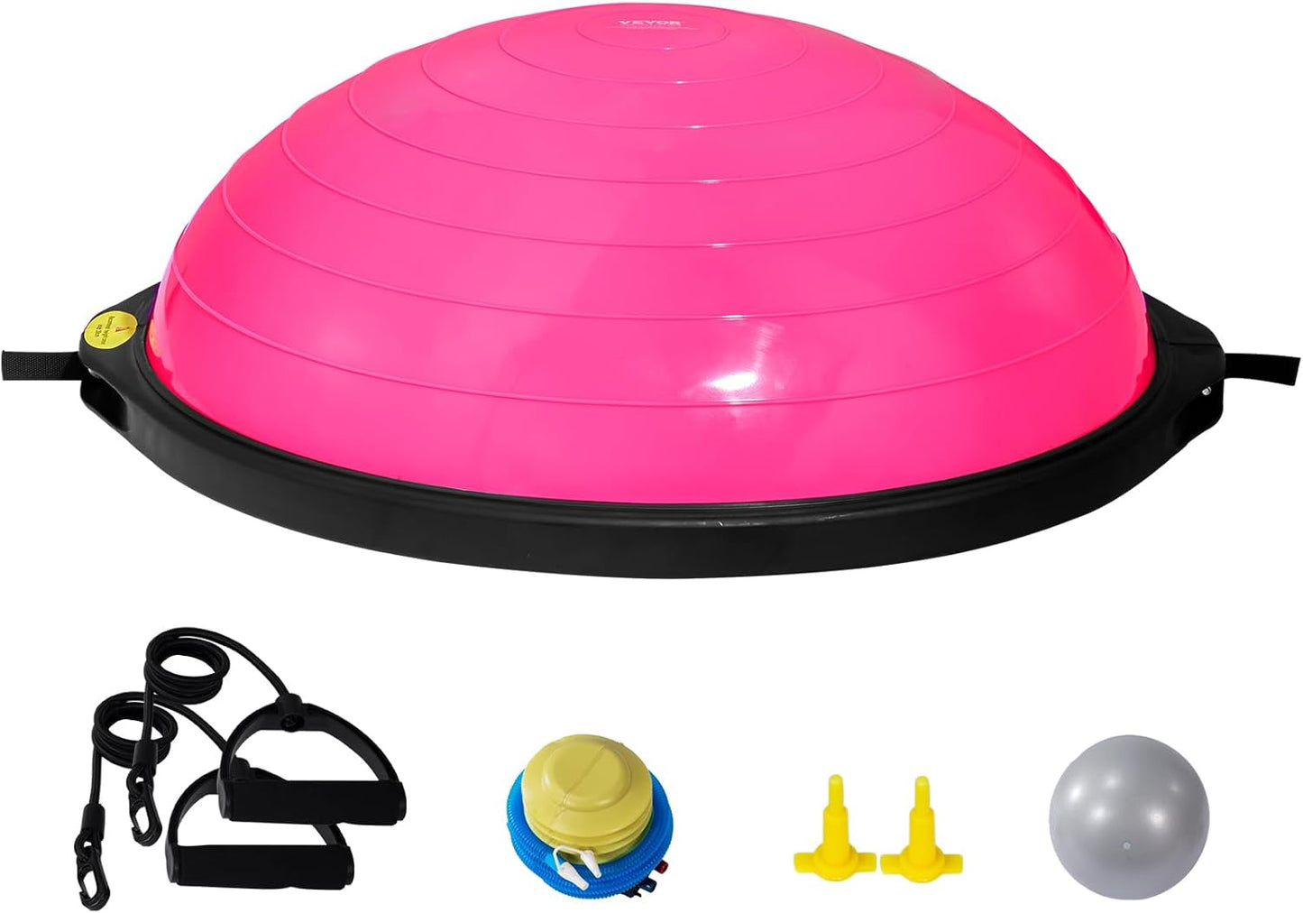 Half Exercise Ball Trainer, 23/26 inch Balance Ball Trainer, 1500lbs Capacity Stability Ball, Yoga Ball with Resistance Bands & Foot Pump, Strength Fitness Ball for Home Gym Full Body Workout