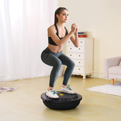 Half Exercise Ball Trainer, 23/26 inch Balance Ball Trainer, 1500lbs Capacity Stability Ball, Yoga Ball with Resistance Bands & Foot Pump, Strength Fitness Ball for Home Gym Full Body Workout