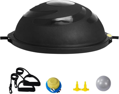 Half Exercise Ball Trainer, 23/26 inch Balance Ball Trainer, 1500lbs Capacity Stability Ball, Yoga Ball with Resistance Bands & Foot Pump, Strength Fitness Ball for Home Gym Full Body Workout