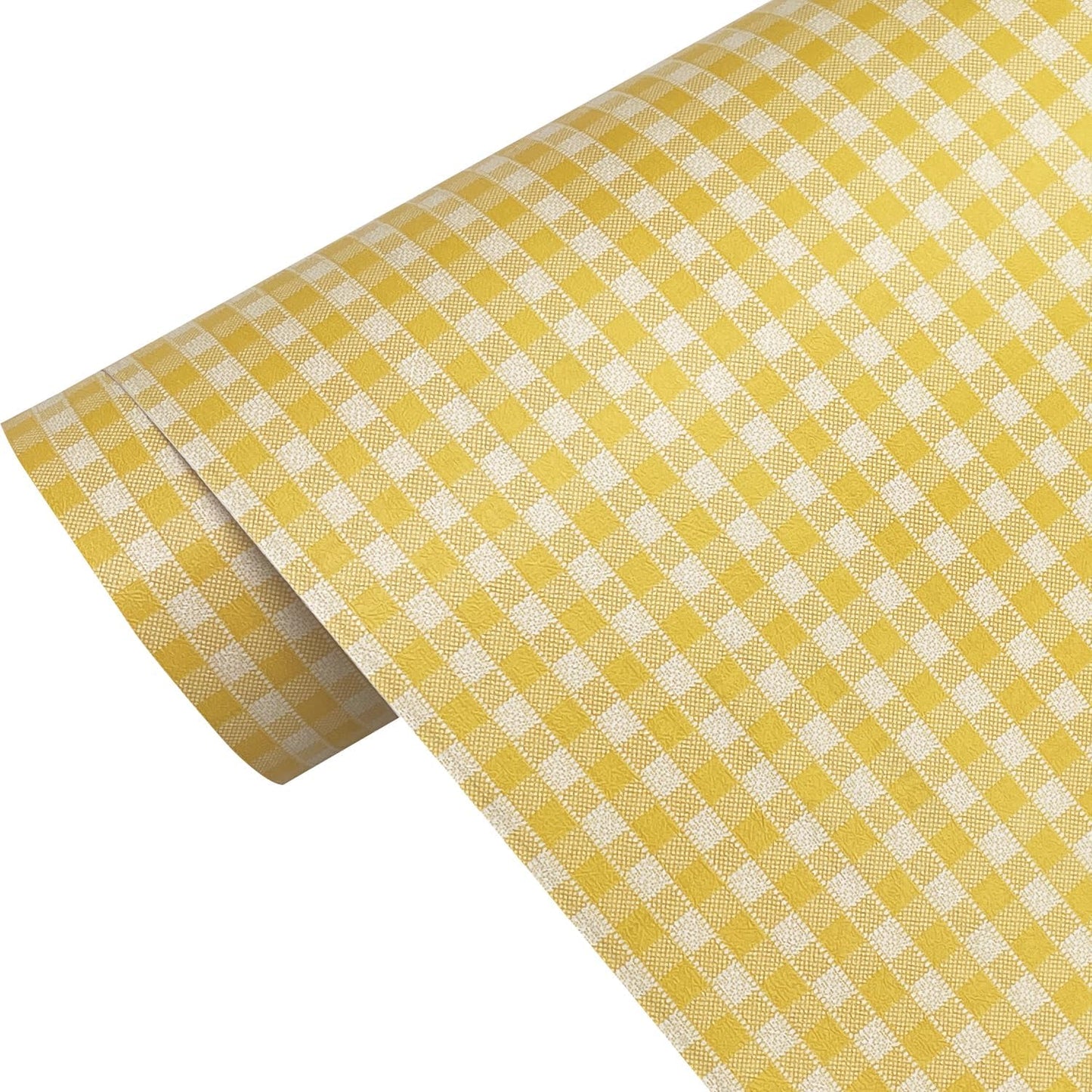 Yellow Check Wallpaper Roll 19.7 ft Long Peel and Stick Wall Decor Waterproof Paper Furniture Countertop Shelf Liner (M-236x17.7 Inch)