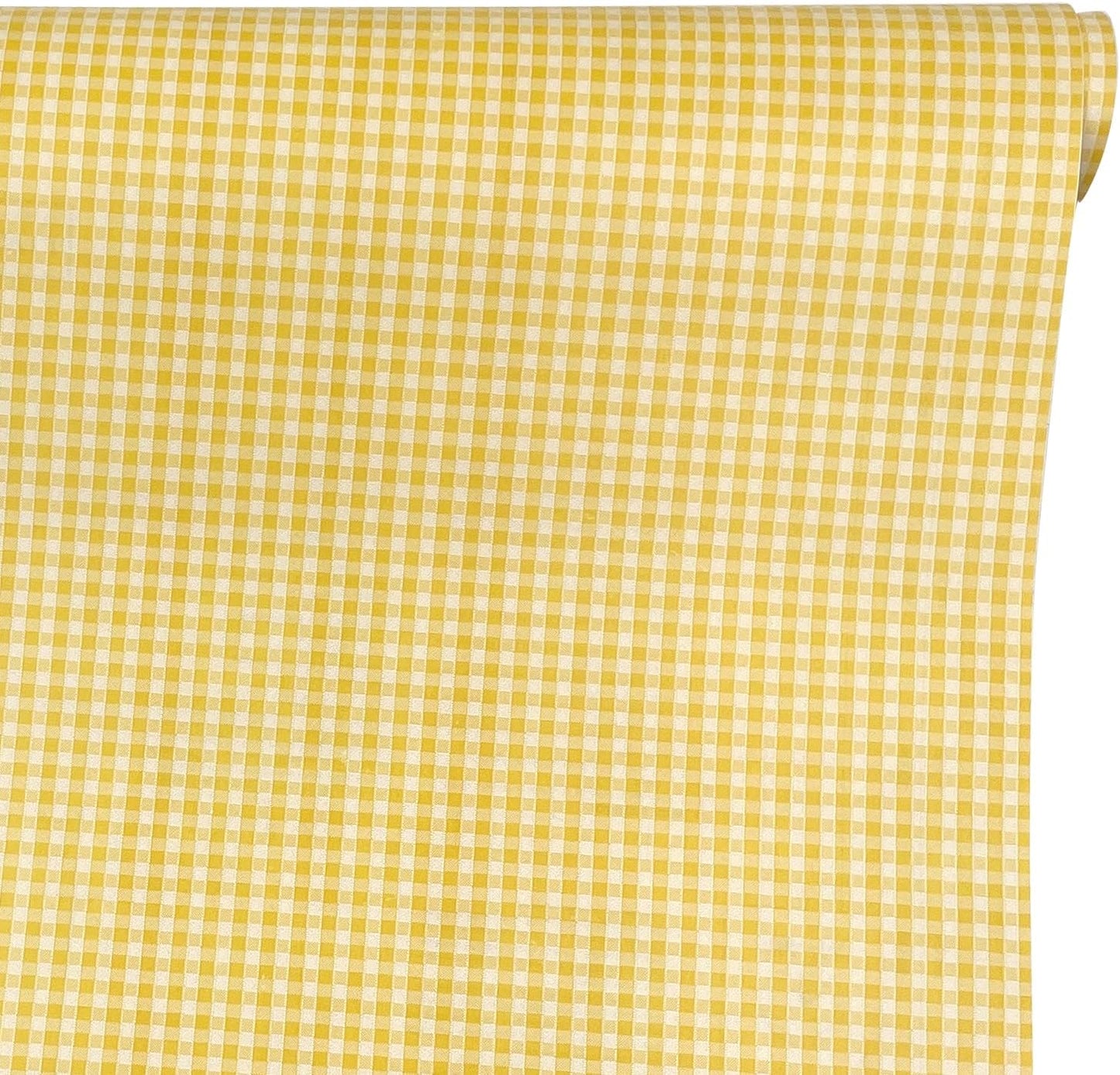Yellow Check Wallpaper Roll 19.7 ft Long Peel and Stick Wall Decor Waterproof Paper Furniture Countertop Shelf Liner (M-236x17.7 Inch)