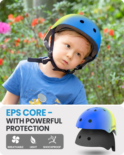 Kids Bike Helmet, Adjustable for Cycling & Skating | ABS shell + EPS foam, Breathable washable liners, CPSC certified, Adjustable dial & strap, Toddler to youth fit