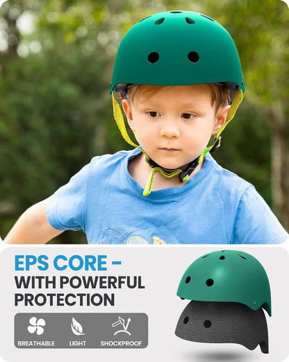 Kids Bike Helmet, Adjustable for Cycling & Skating | ABS shell + EPS foam, Breathable washable liners, CPSC certified, Adjustable dial & strap, Toddler to youth fit