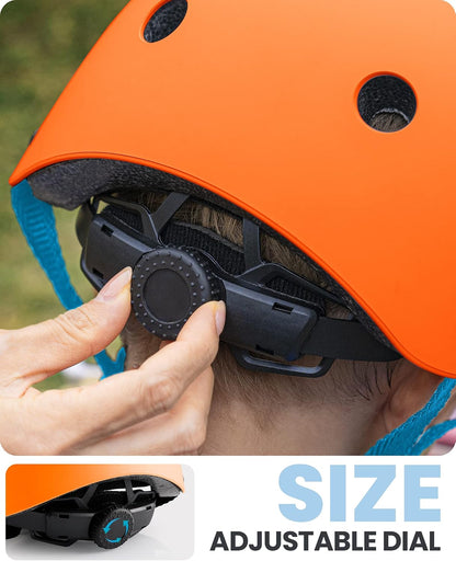 Kids Bike Helmet, Adjustable for Cycling & Skating | ABS shell + EPS foam, Breathable washable liners, CPSC certified, Adjustable dial & strap, Toddler to youth fit