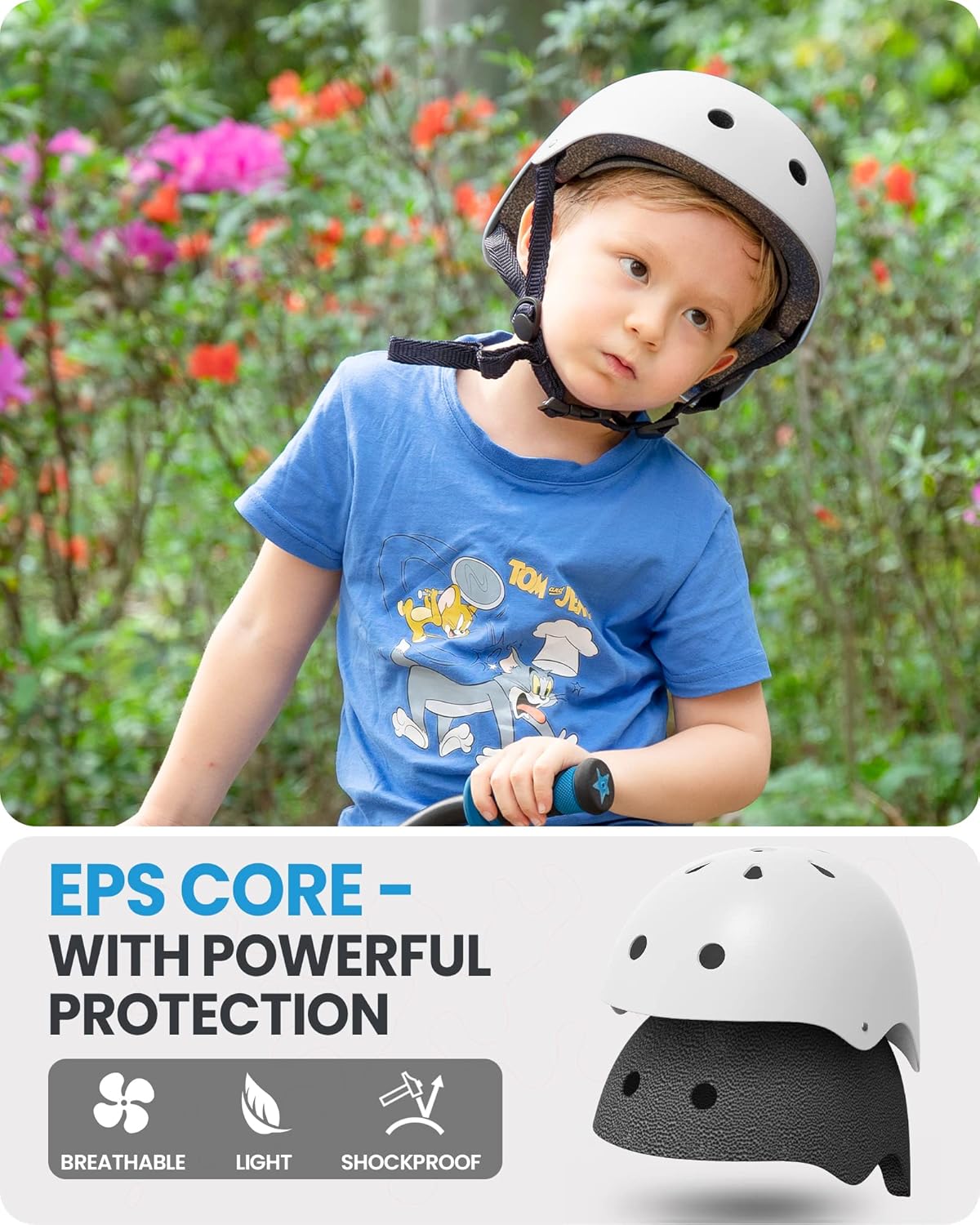 Kids Bike Helmet, Adjustable for Cycling & Skating | ABS shell + EPS foam, Breathable washable liners, CPSC certified, Adjustable dial & strap, Toddler to youth fit