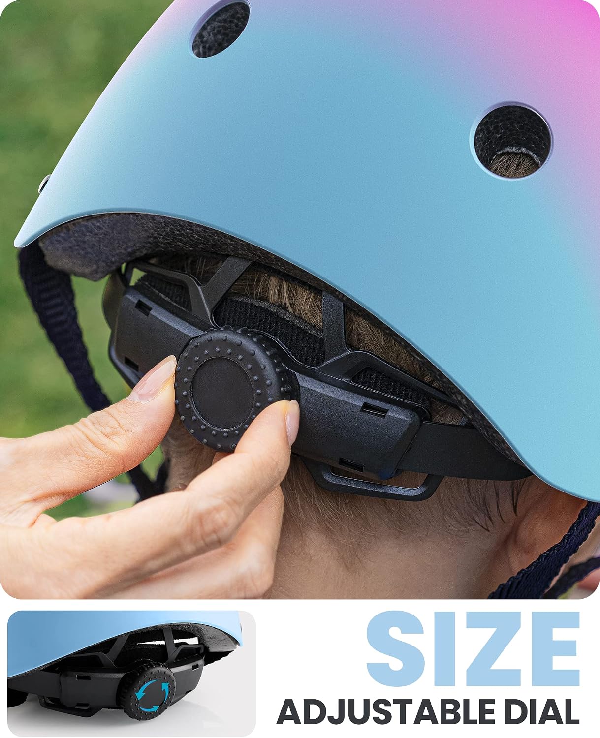 Kids Bike Helmet, Adjustable for Cycling & Skating | ABS shell + EPS foam, Breathable washable liners, CPSC certified, Adjustable dial & strap, Toddler to youth fit