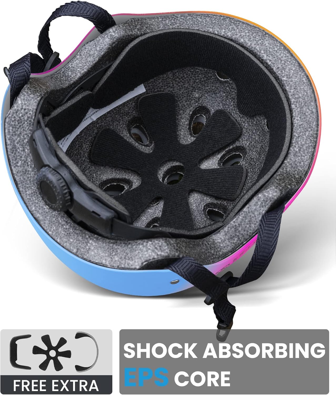 Kids Bike Helmet, Adjustable for Cycling & Skating | ABS shell + EPS foam, Breathable washable liners, CPSC certified, Adjustable dial & strap, Toddler to youth fit