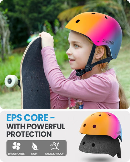 Kids Bike Helmet, Adjustable for Cycling & Skating | ABS shell + EPS foam, Breathable washable liners, CPSC certified, Adjustable dial & strap, Toddler to youth fit