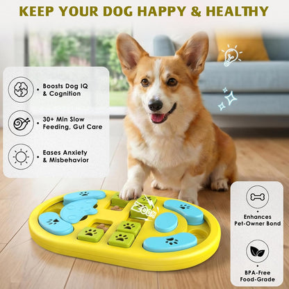 Dog Puzzle Toy, Interactive Treat Dispensing Toys, Yellow | Dog Enrichment Toys, IQ Training & Mental Stimulation, Non-Slip Slow Feeder, For Puppies Small Medium Large Dogs Cats