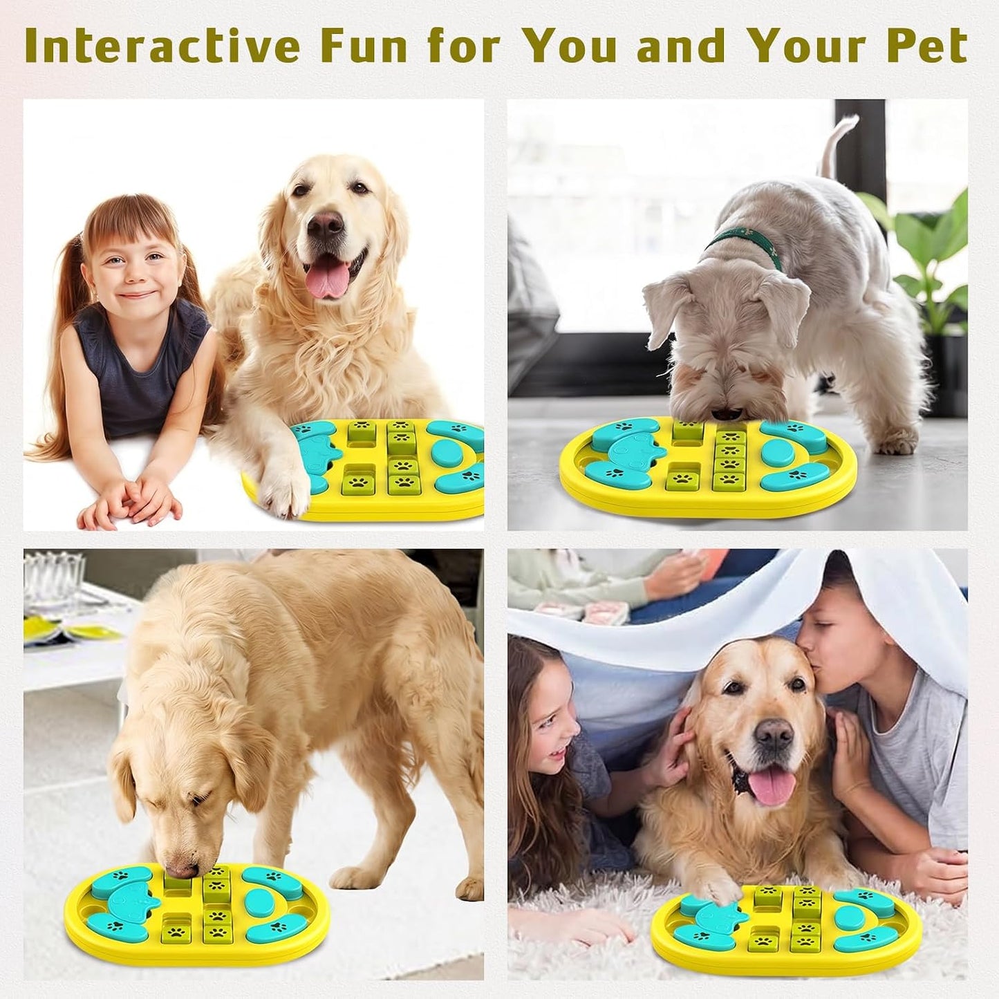Dog Puzzle Toy, Interactive Treat Dispensing Toys, Yellow | Dog Enrichment Toys, IQ Training & Mental Stimulation, Non-Slip Slow Feeder, For Puppies Small Medium Large Dogs Cats