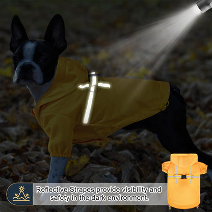 Dog Raincoats for Medium Dogs, Waterproof Rain Jacket with Hood | Puppy rain jacket with Harness, Reflective Poncho with Harness Built in, Rain Gear Clothes with Hat for Boy Girl, Yellow M